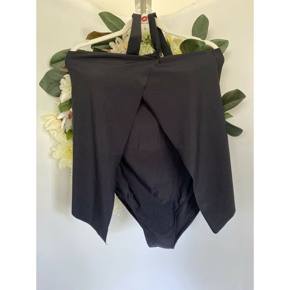 Vintage Swim Suit Womens One Piece Black Bathing Suit Tag says XL Fits L‎ Modest - Picture 8 of 12
